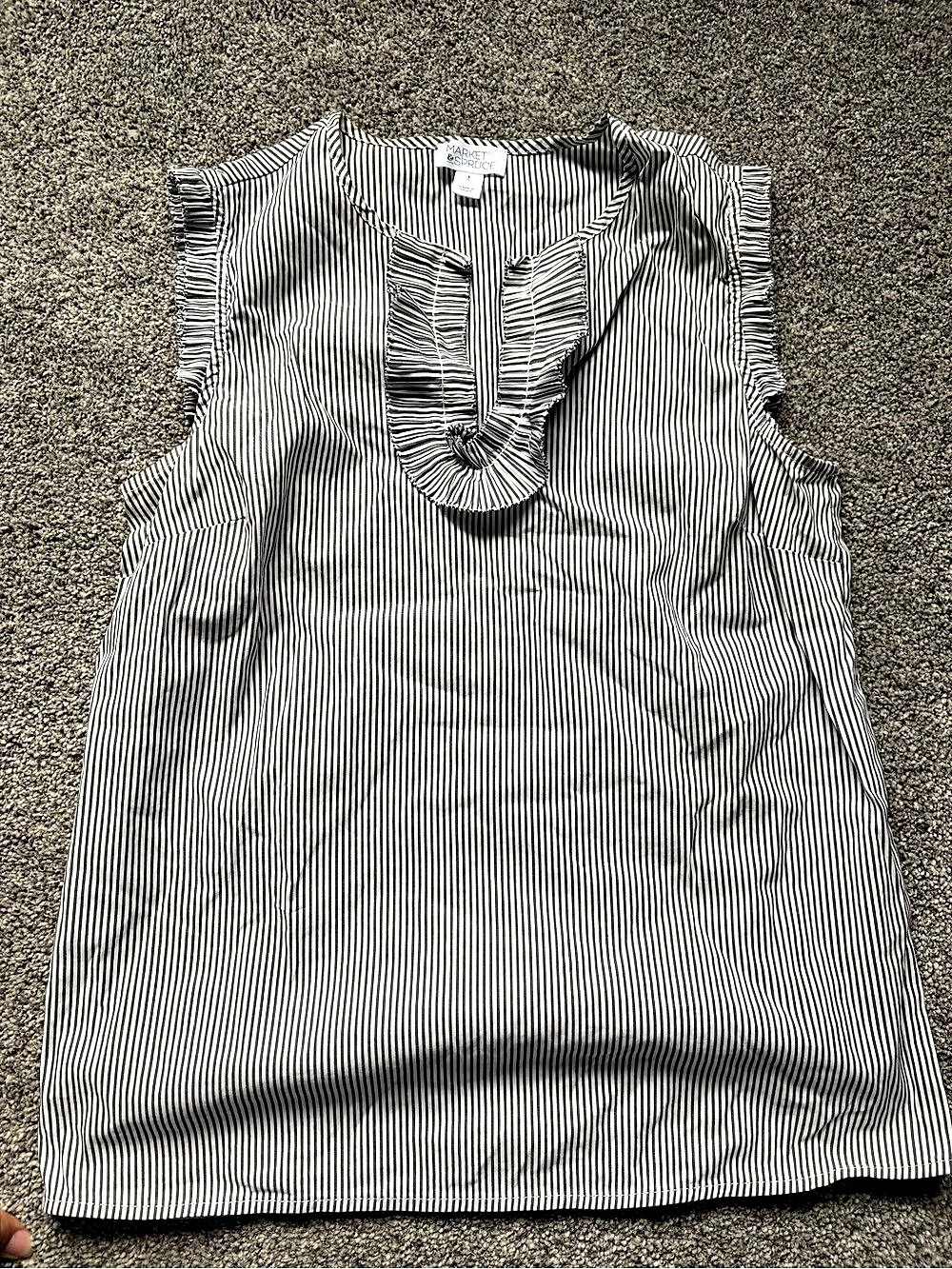 Market & Spruce Striped Sleeveless Top in Black & White